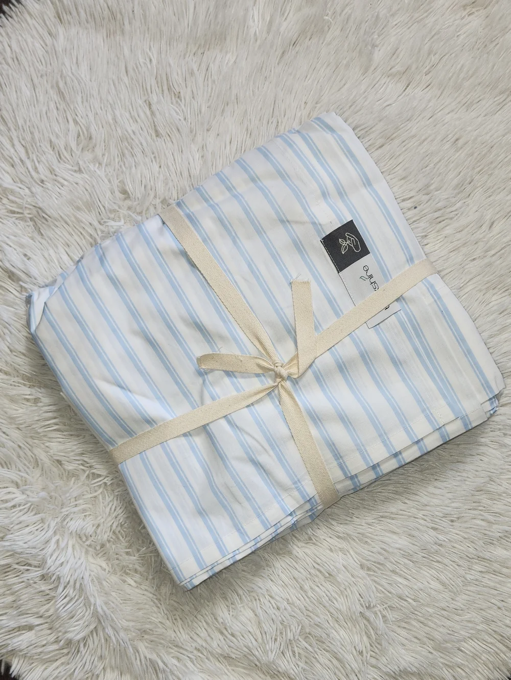 Berkshire 100% Organic Cotton Striped Percale Sheet Set - Blue/White Full